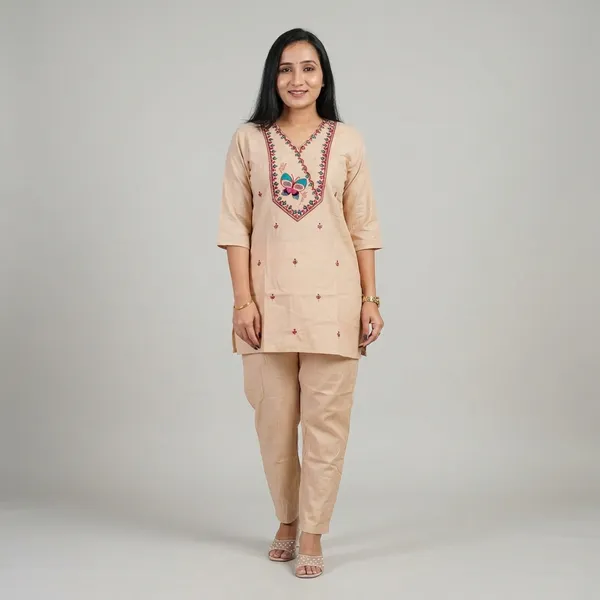 Women's_Beige_Embroidered_Kurti_Set_with_Pants