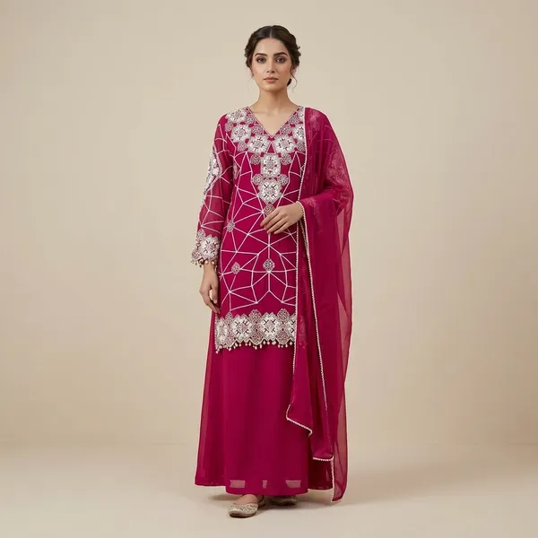 Magenta_Embroidered_Ethnic_Kurti_with_Geometric_Pattern