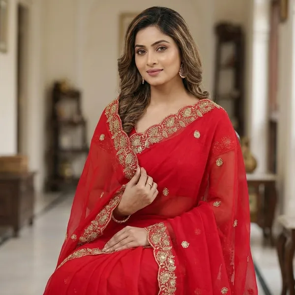 Red_Silk_Saree_with_Embroidered_Blouse_Pieces_-_Traditional_Indian_Wedding_Wear