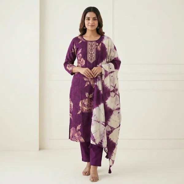 Purple_Floral_Embroidered_Ethnic_Kurta_with_Dupatta_Set