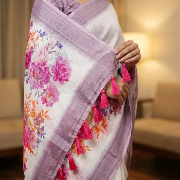 Floral_Digital_Print_Saree_with_Tassel_Detailing_and_Blouse_Piece