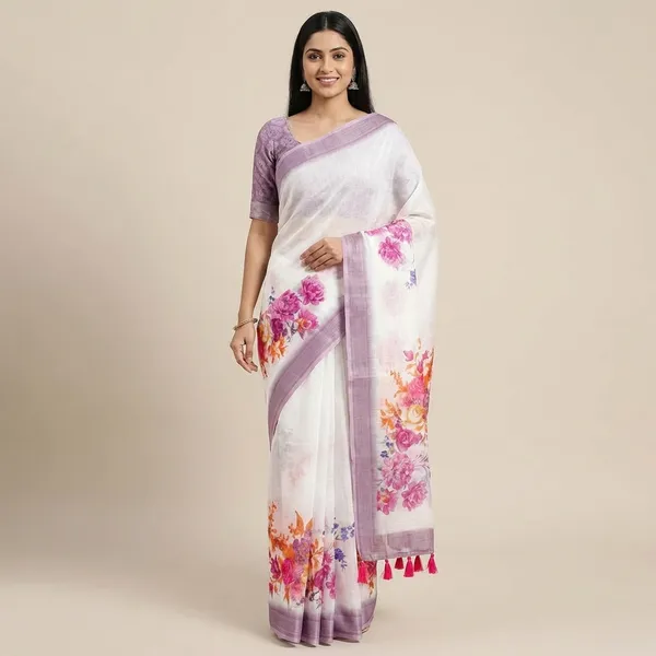 Floral_Digital_Print_Saree_with_Tassel_Detailing_and_Blouse_Piece