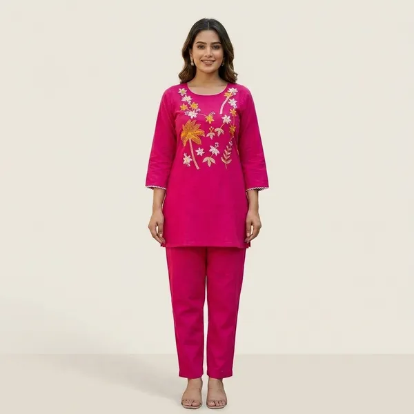Women's_Embroidered_Pink_Cotton_Kurta_Set