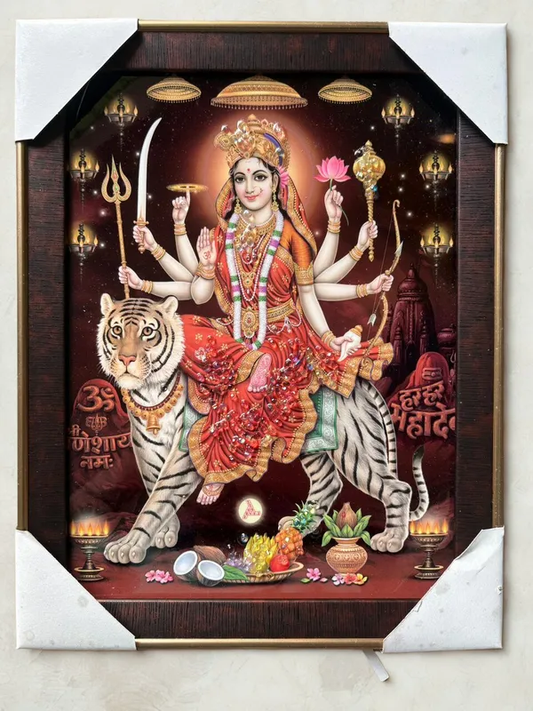 Multicolour_Premium_Quality_11x14_Inch_Maa_Durga_Wooden_Finish_Bordering
