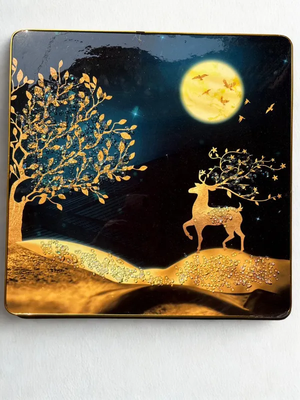 Multicolour_Premium_Quality_16x16_Inch_Golden_Deer_Scenery_Square