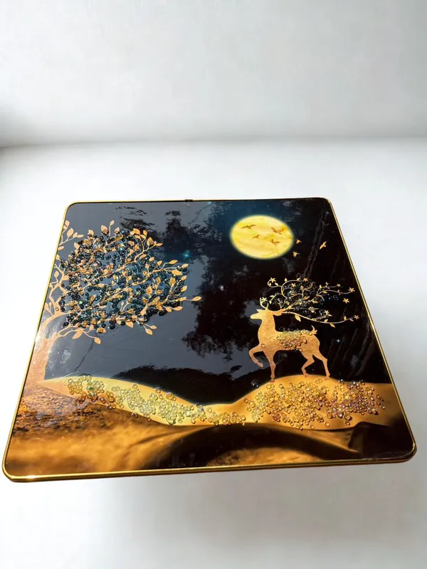 Multicolour_Premium_Quality_16x16_Inch_Golden_Deer_Scenery_Square