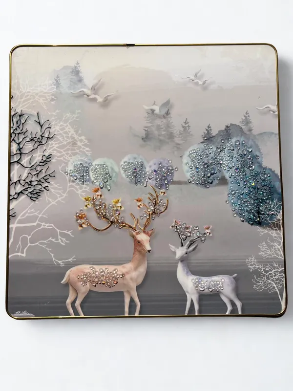 Multicolour_Premium_Quality_16x16_Inch_White_Deer_Scenery_Square