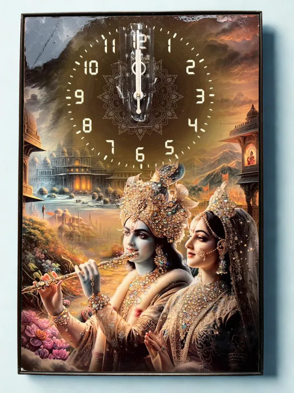 Multicolour_Premium_Quality_12x18_Inch_Radha_Krishna_Framing_Cum_Wall_Clock
