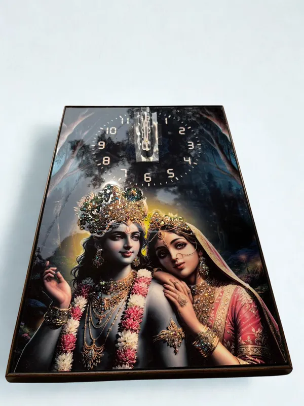 Multicolour_Premium_Quality_12x18_Inch_Radha_Krishna_Framing_Cum_Wall_Clock