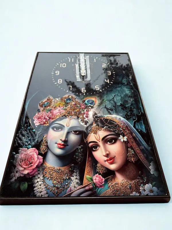 Multicolour_Premium_Quality_12x18_Inch_Radha_Krishna_Framing_Cum_Wall_Clock