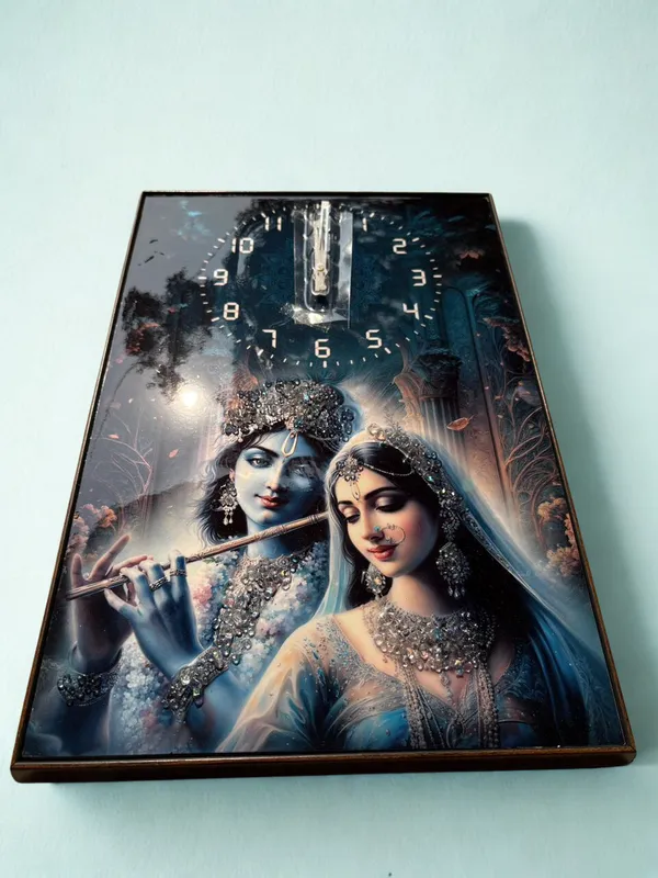 Multicolour_Premium_Quality_12x18_Inch_Radha_Krishna_Framing_Cum_Wall_Clock