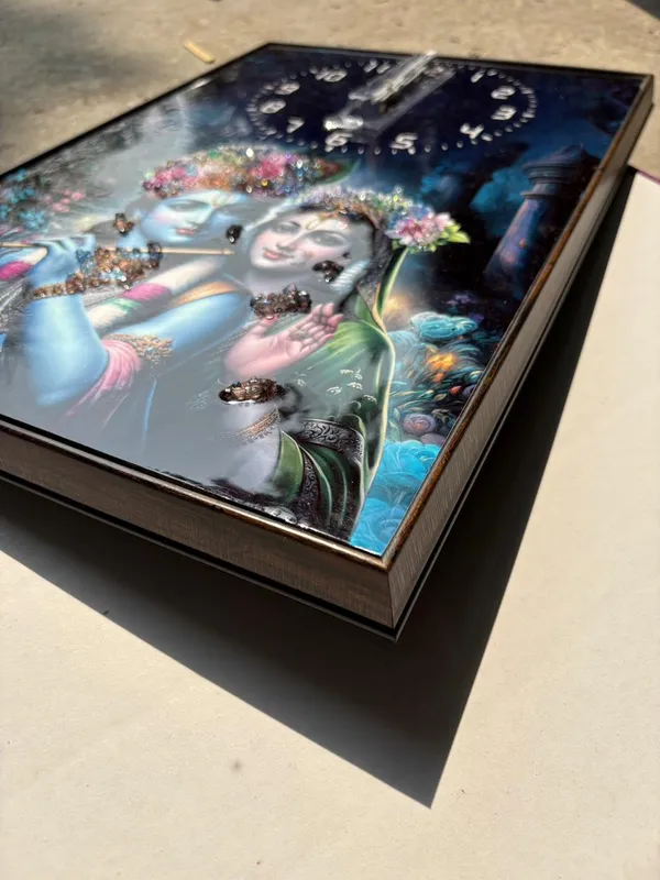 Multicolour_Premium_Quality_12x18_Inch_Radha_Krishna_Framing_Cum_Wall_Clock