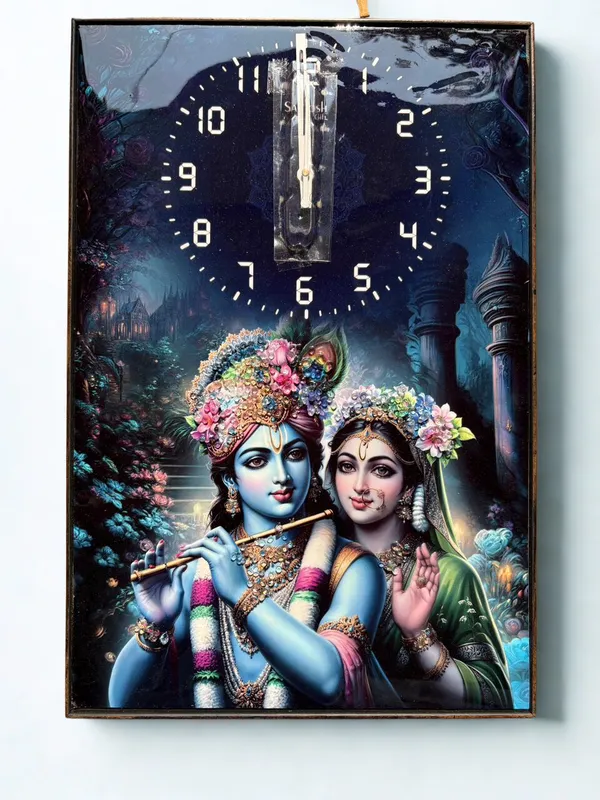 Multicolour_Premium_Quality_12x18_Inch_Radha_Krishna_Framing_Cum_Wall_Clock