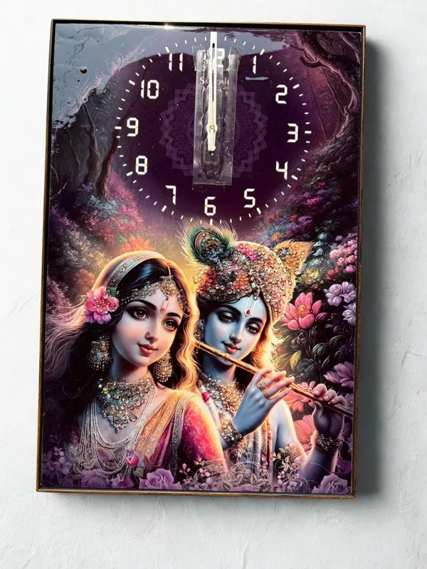 Multicolour_Premium_Quality_12x18_Inch_Radha_Krishna_Framing_Cum_Wall_Clock