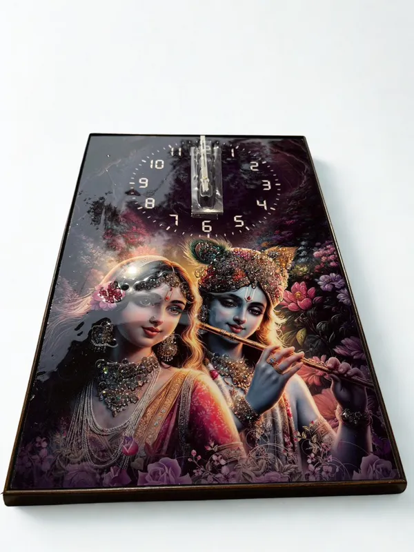 Multicolour_Premium_Quality_12x18_Inch_Radha_Krishna_Framing_Cum_Wall_Clock