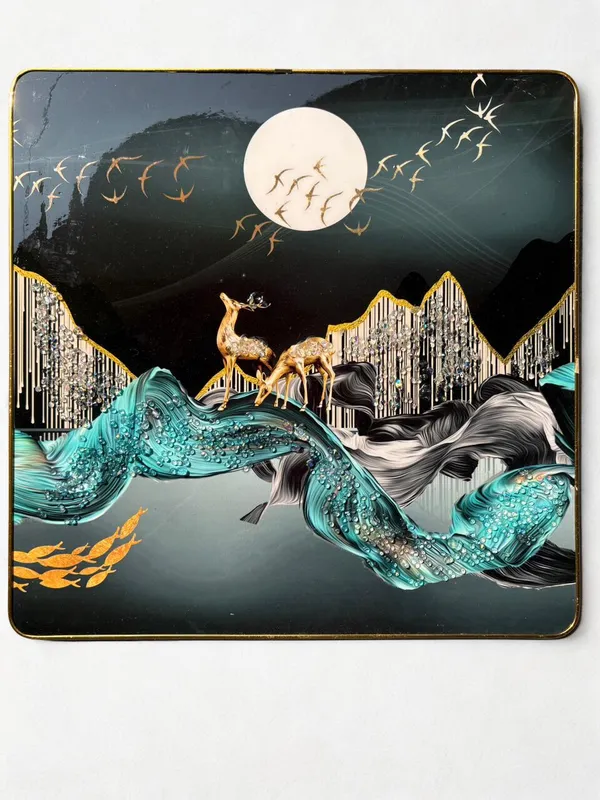 Multicolour_Premium_Quality_16x16_Inch_Deer_Mordern_Art_Square
