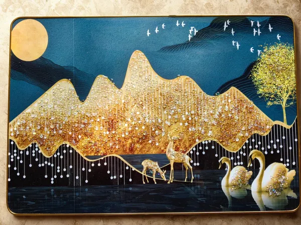 Multicolour_Premium_Quality_14x20_Inch_Swan_And_Deer_Frame
