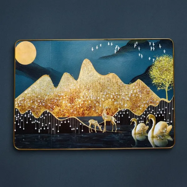 Multicolour_Premium_Quality_14x20_Inch_Swan_And_Deer_Frame