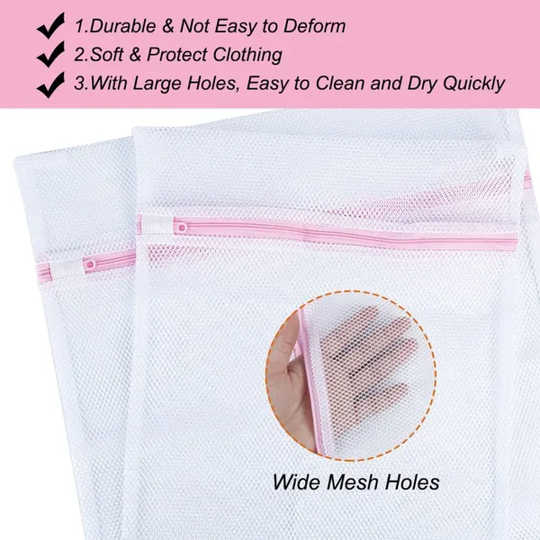 Delicates_Mesh_Laundry_Bags_|_Reusable_Washing_Machine_Wash_Bags_for_Bras,_Underwear,_Hosiery,_Blouses,_Jeans_&_Baby_Clothes_|_Durable_Travel_Laundry_Bags_with_Zipper_Closure