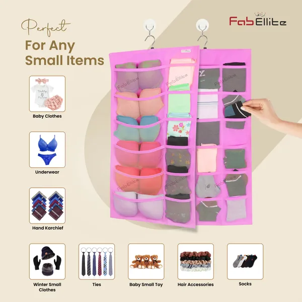 Double-Sided_Hanging_Organizer_with_30_Transparent_Clear_Pockets_|_Versatile_Wall_&_Closet_Storage_Bag_for_Socks,_Bras,_Underwear,_and_Accessories_|_Stylish_Pink_(Pack_of_1)