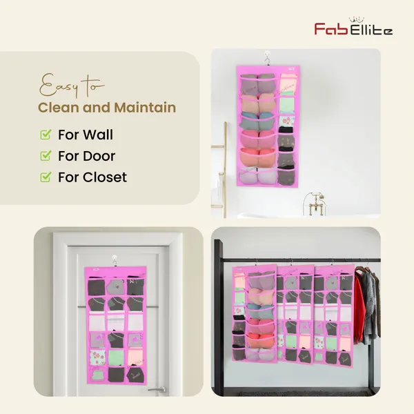 Double-Sided_Hanging_Organizer_with_30_Transparent_Clear_Pockets_|_Versatile_Wall_&_Closet_Storage_Bag_for_Socks,_Bras,_Underwear,_and_Accessories_|_Stylish_Pink_(Pack_of_1)