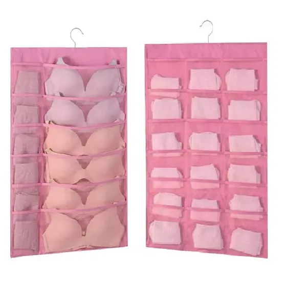 Double-Sided_Hanging_Organizer_with_30_Transparent_Clear_Pockets_|_Versatile_Wall_&_Closet_Storage_Bag_for_Socks,_Bras,_Underwear,_and_Accessories_|_Stylish_Pink_(Pack_of_1)