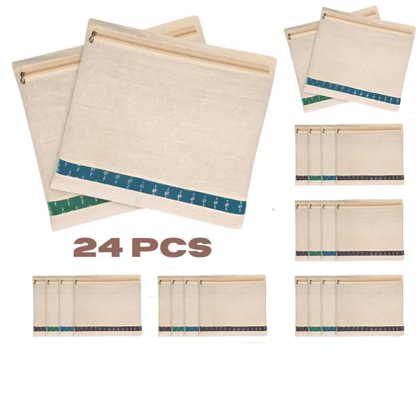 Cotton_Saree_Bags/Covers_for_Storage_Set_of_-_24_Big_size_single_(16_x_14_Inches)_with_Zip_Closure_for_Clothes_Bags_and_Wardrobe_Organizer_with_Transparent_mesh_window