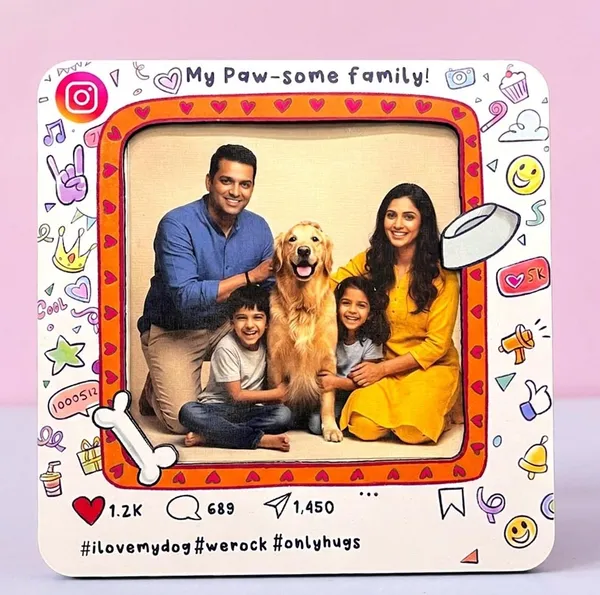 Wooden_Pet_Themed_Family_Photo_Frame_|_For_Home_Decor_&_Pet_Lovers