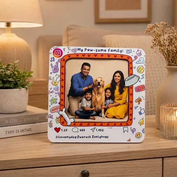 Wooden_Pet_Themed_Family_Photo_Frame_|_For_Home_Decor_&_Pet_Lovers