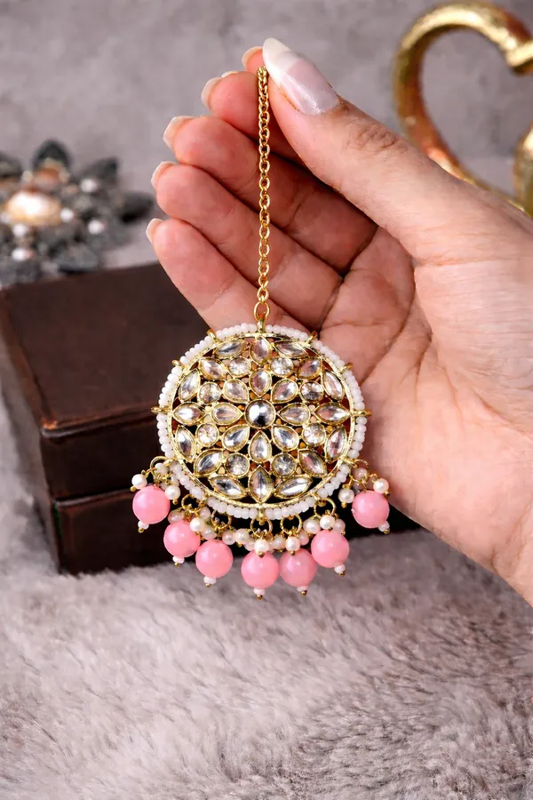 Gold_And_Kundan_Jhumka_Earrings_With_Ear_Chain_For_Women