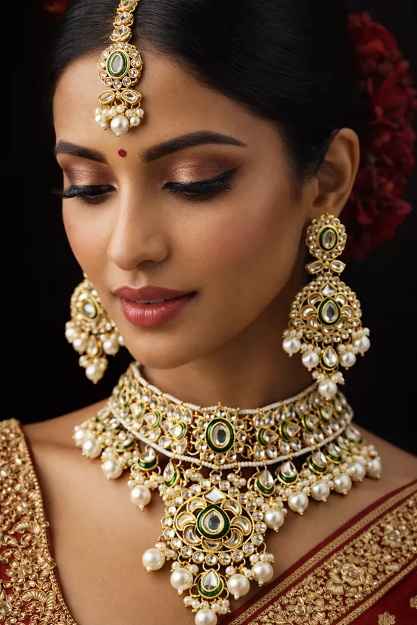 Emerald_Green_And_Gold_Heritage_Kundan_Bridal_Necklace_Set_Premium_Multi_Strand_Pearls_For_Women