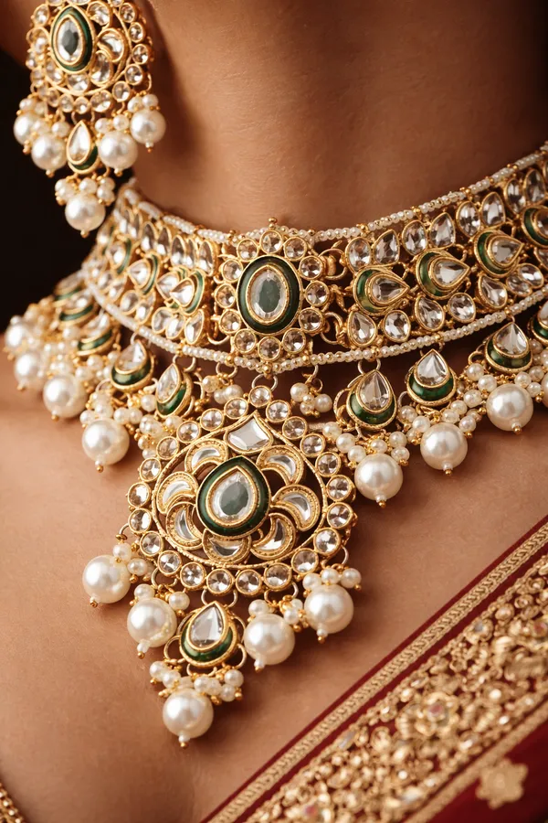 Emerald_Green_And_Gold_Heritage_Kundan_Bridal_Necklace_Set_Premium_Multi_Strand_Pearls_For_Women