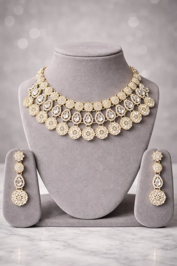 Premium_Bridal_Choker_Necklace_Set_With_Earrings_For_Women