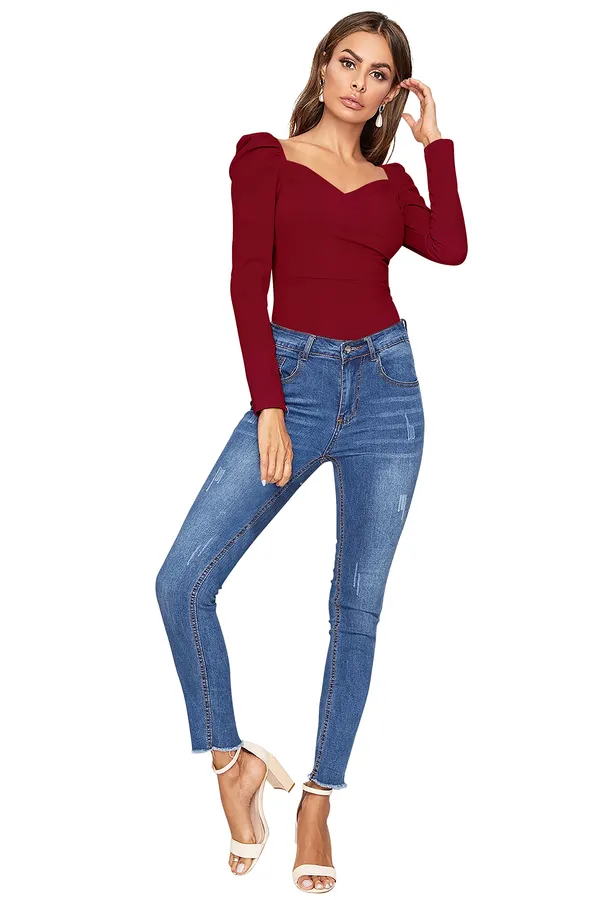 Maroon_Sweetheart_Neck_Full_Sleeve_Slim_Fit_Fancy_Top_For_Women