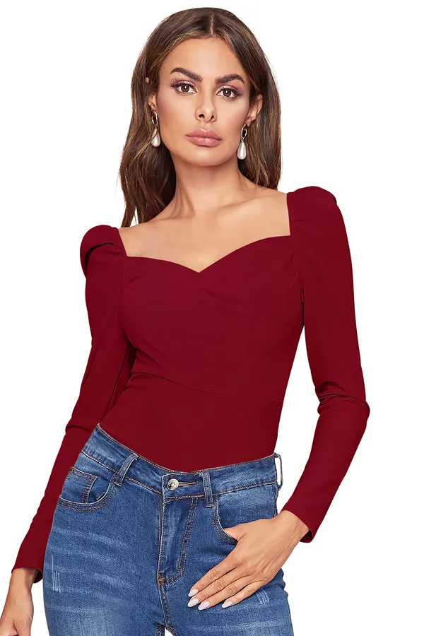 Maroon_Sweetheart_Neck_Full_Sleeve_Slim_Fit_Fancy_Top_For_Women
