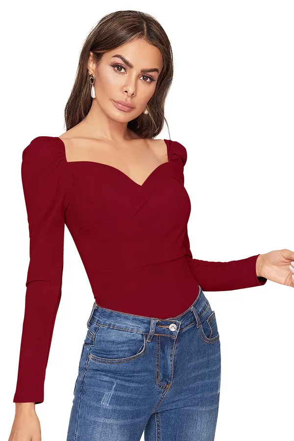 Maroon_Sweetheart_Neck_Full_Sleeve_Slim_Fit_Fancy_Top_For_Women