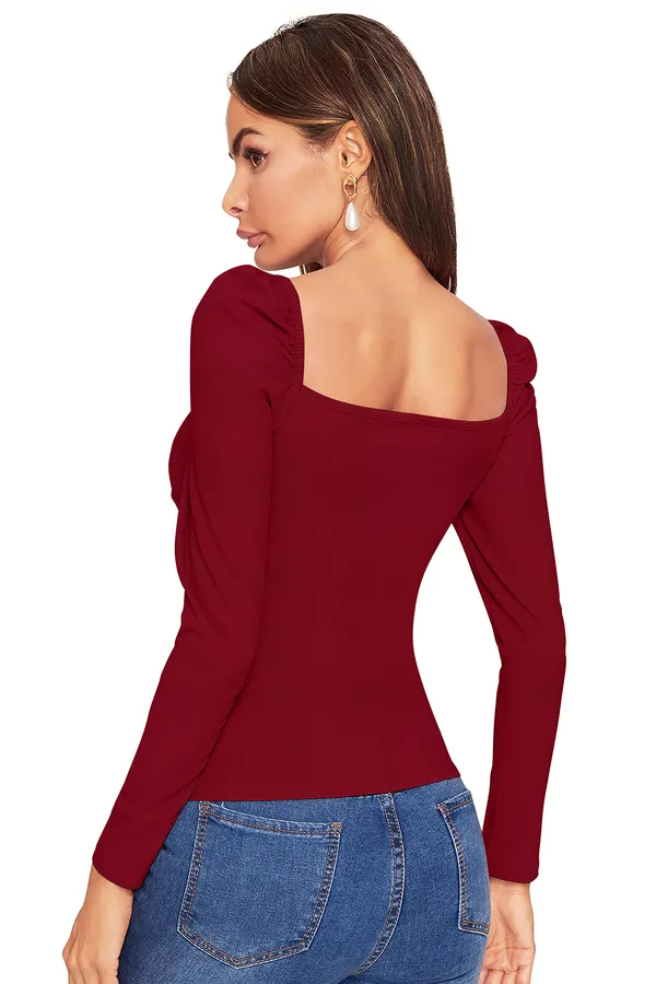 Maroon_Sweetheart_Neck_Full_Sleeve_Slim_Fit_Fancy_Top_For_Women