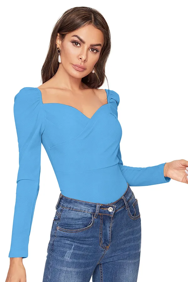 Sky_Blue_Sweetheart_Neck_Full_Sleeve_Slim_Fit_Fancy_Top_For_Women