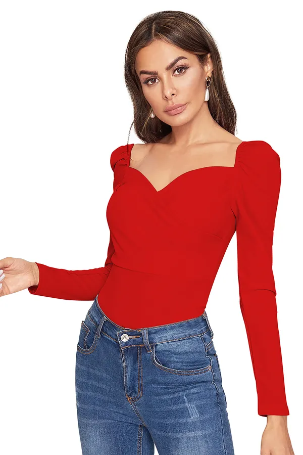 Red_Sweetheart_Neck_Full_Sleeve_Slim_Fit_Fancy_Top_For_Women