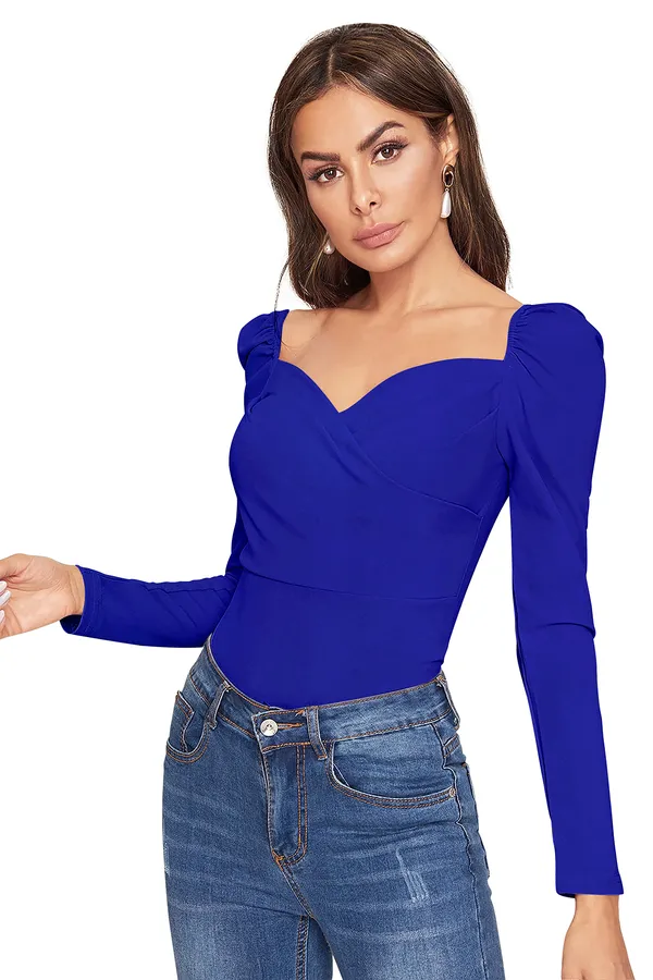 Royal_Blue_Sweetheart_Neck_Full_Sleeve_Slim_Fit_Fancy_Top_For_Women