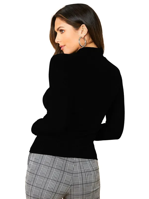Black_Dream_Beauty_Half_Zip_Mock_Neck_Long_Sleeve_Slim_Fit_Casual_Tee_Top_For_Women