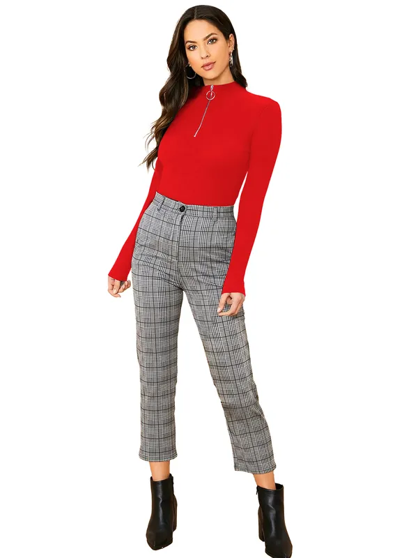 Red_Dream_Beauty_Half_Zip_Mock_Neck_Long_Sleeve_Slim_Fit_Casual_Tee_Top_For_Women