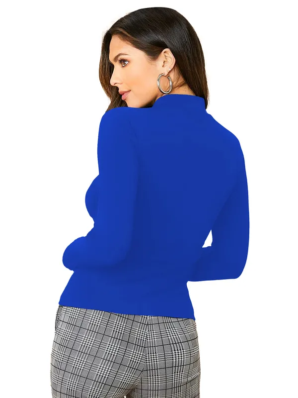 Royal_Blue_Dream_Beauty_Half_Zip_Mock_Neck_Long_Sleeve_Slim_Fit_Casual_Tee_Top_For_Women
