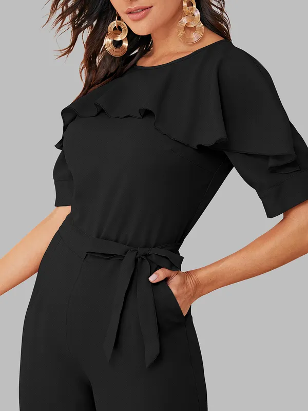 Black_Solid_With_Matching_Belt_Jumpsuit_For_Women