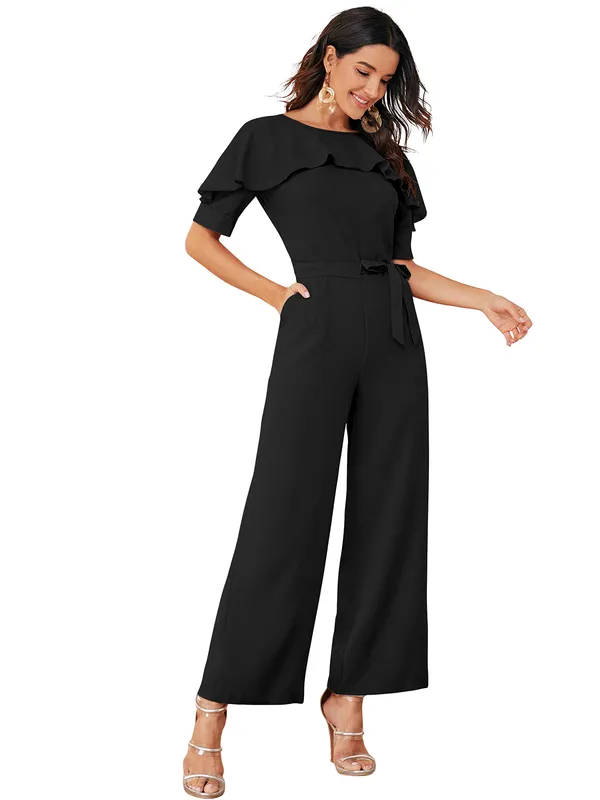Black_Solid_With_Matching_Belt_Jumpsuit_For_Women