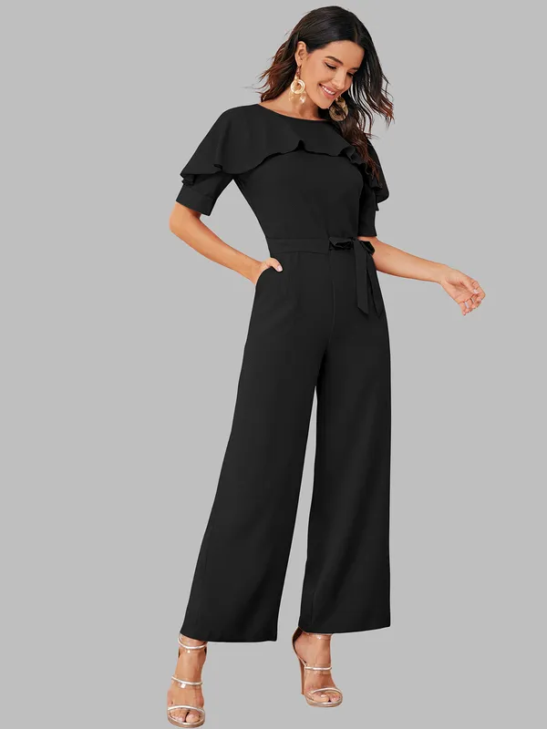 Black_Solid_With_Matching_Belt_Jumpsuit_For_Women