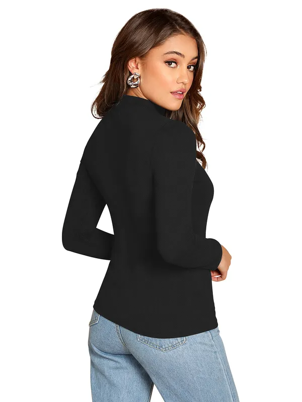 Black_Choker_Neck_Cut_Out_Keyhole_Long_Sleeve_Tee_Tops_For_Women