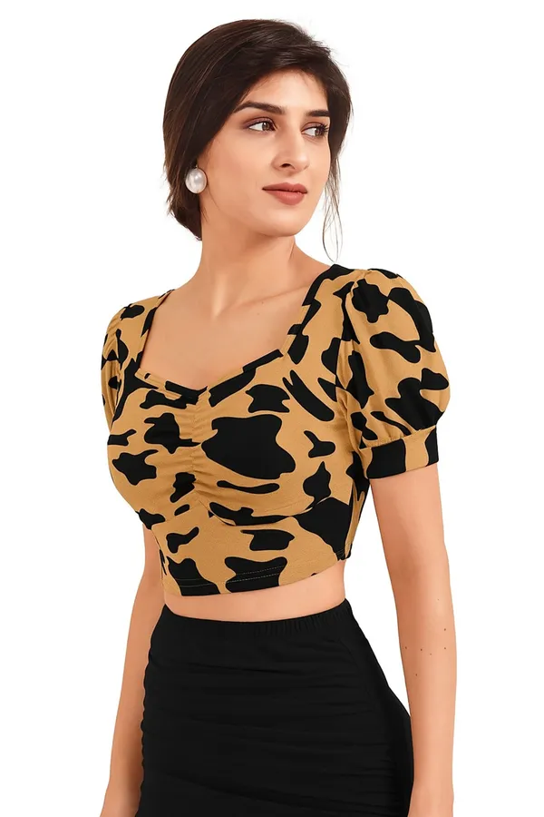 Yellow_Printed_Regular_Fit_Crepe_Puff_Sleeve_Classy_Casual_Top_For_Women