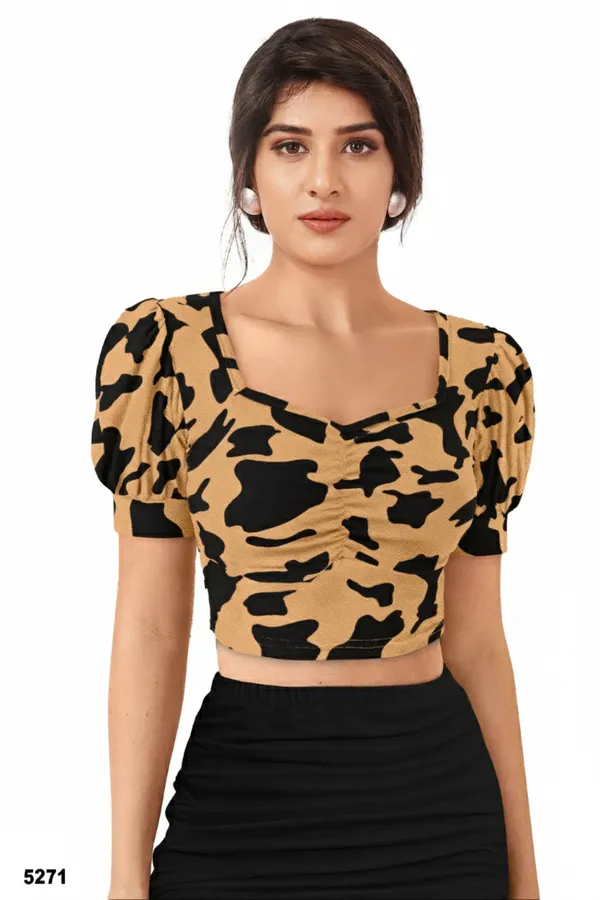 Yellow_Printed_Regular_Fit_Crepe_Puff_Sleeve_Classy_Casual_Top_For_Women