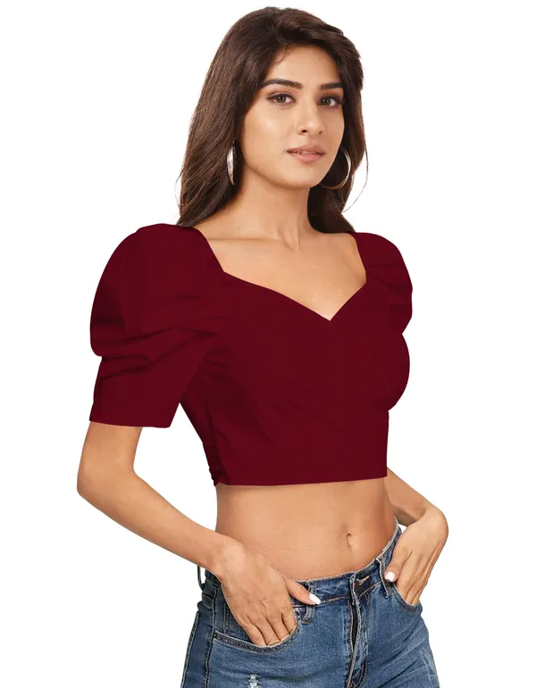 Maroon_Sweetheart_Neck_Stylish_Balloon_Sleeves_Top_For_Women